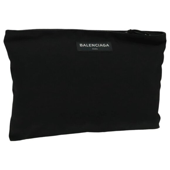 BALENCIAGA Clutch Bag Canvas Black - Picture 1 of 15